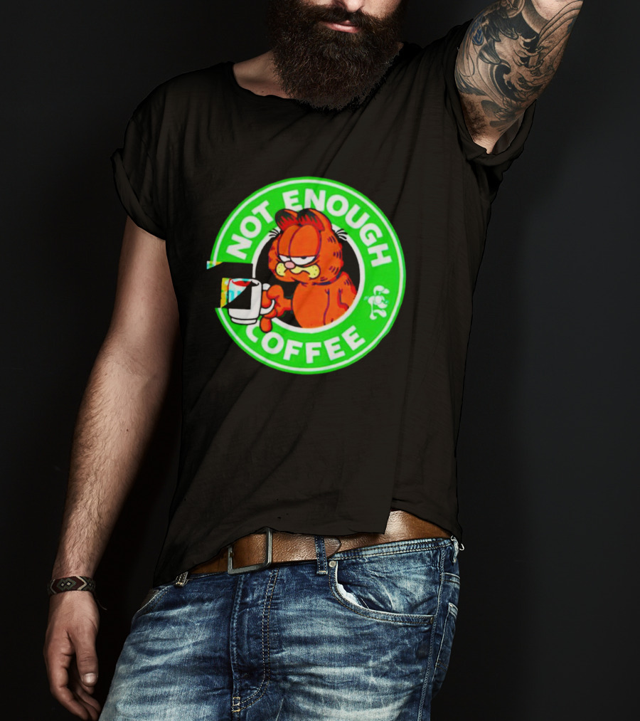 Garfield Not Enough Coffee Circular Green Badge Mood T-Shirt