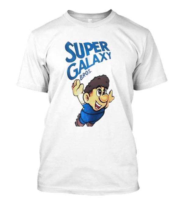 Super Galaxy Bros Flying Character In Blue T-Shirt