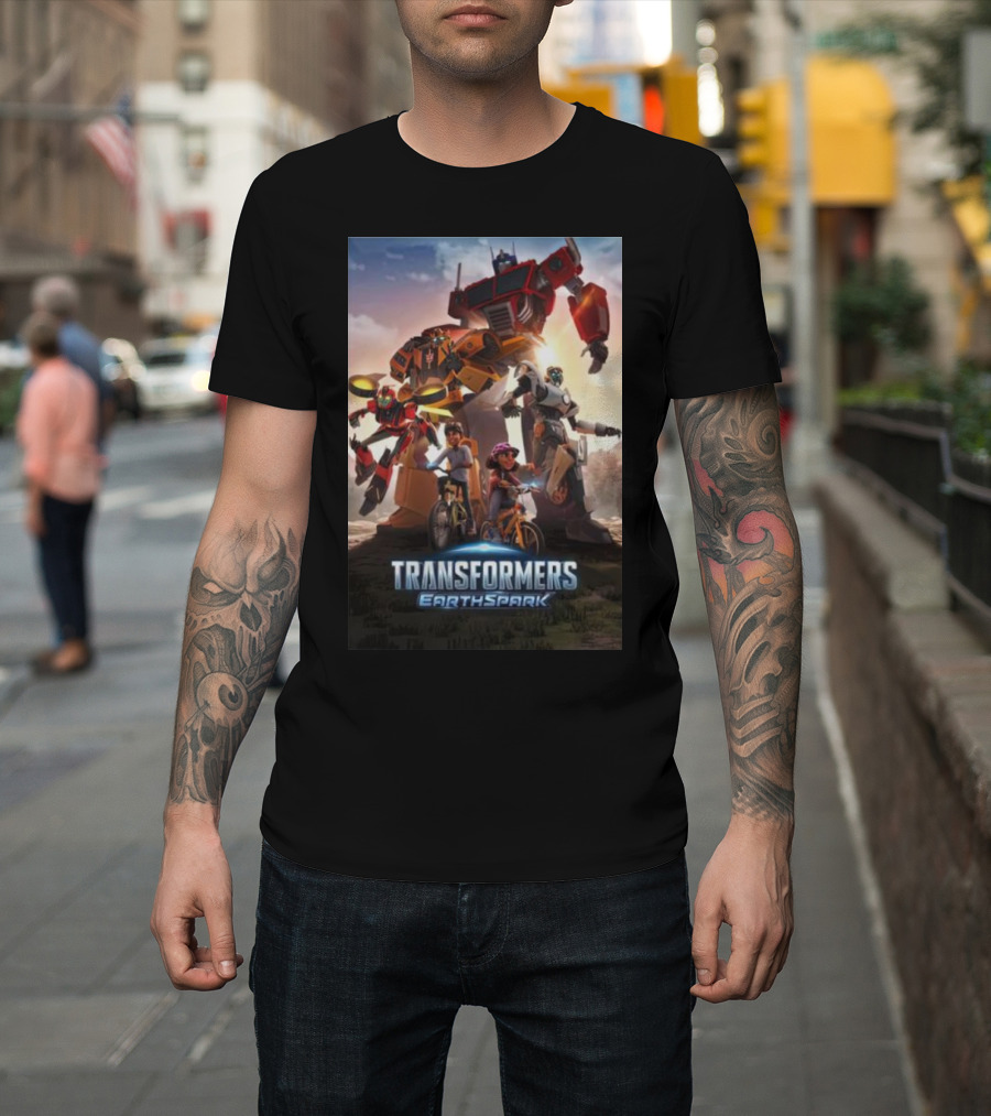 Transformers Earthspark Optimus Prime and Friends Adventure Scene T-Shirt
