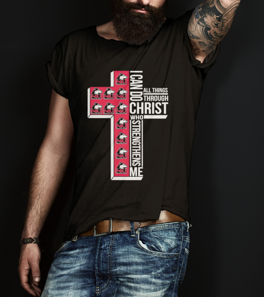 NIU Huskies I Can Do All Things Through Christ Who Strengthens Me Cross T-Shirt