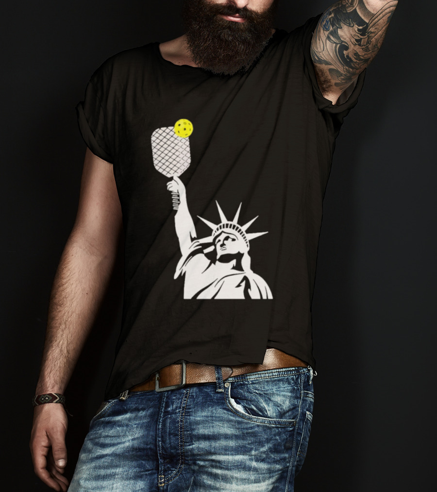 Statue Of Liberty With Pickleball Paddle And Ball T-Shirt