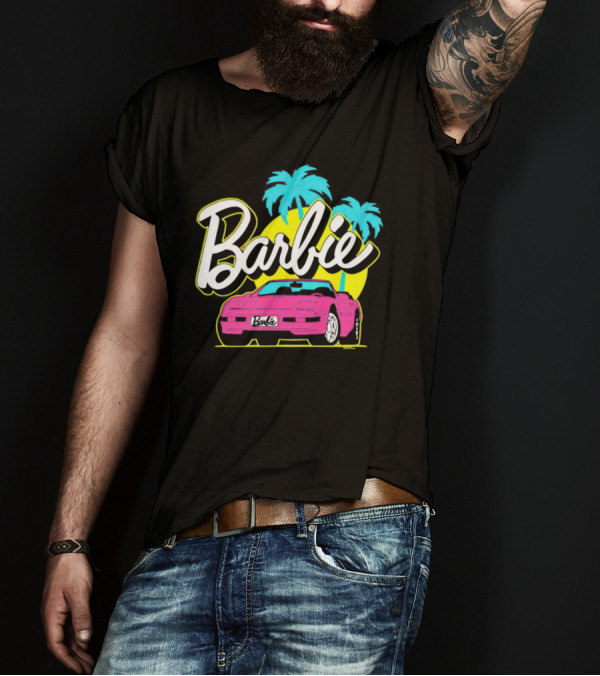 Barbie Malibu Pink Car And Palm Trees T-Shirt