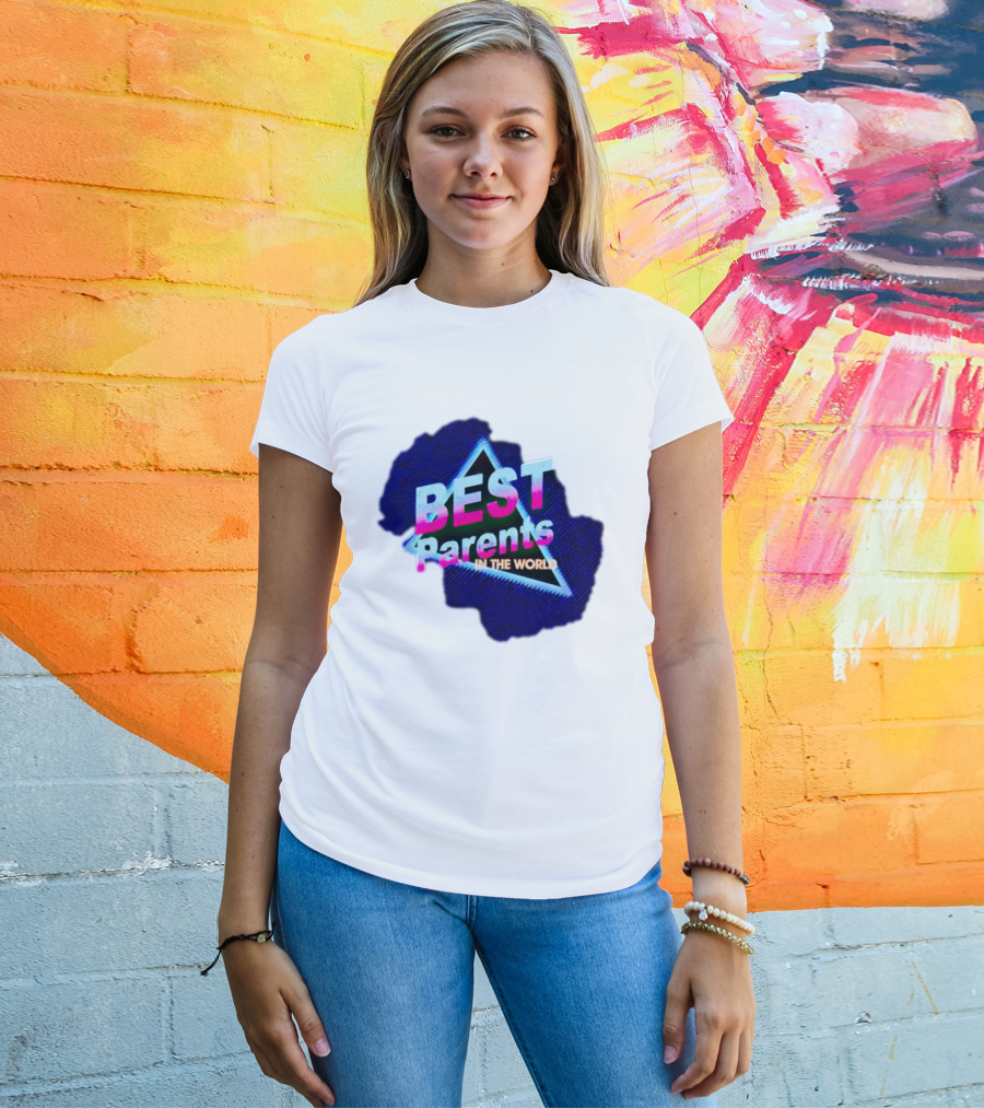 BEST Parents IN THE WORLD Retro Neon Triangle T-Shirt