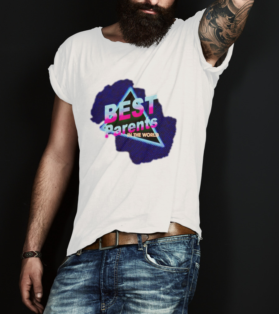 BEST Parents IN THE WORLD Retro Neon Triangle T-Shirt