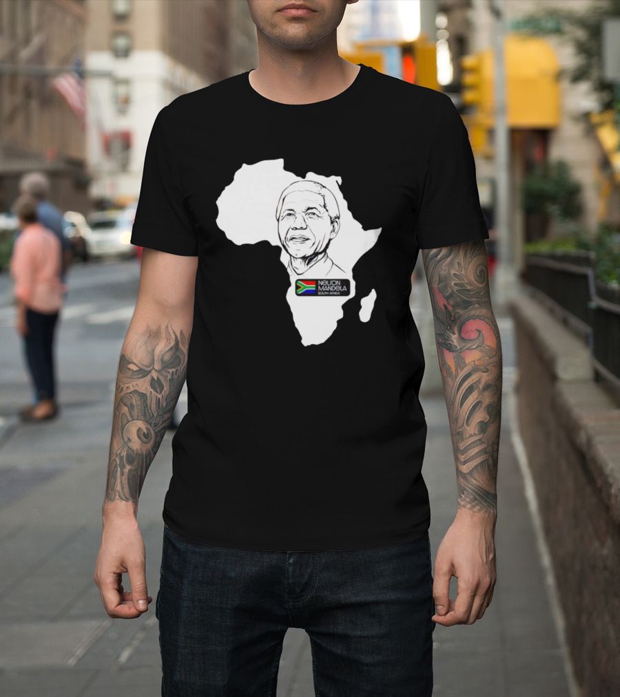Nelson Mandela South Africa Flag Map T-Shirt