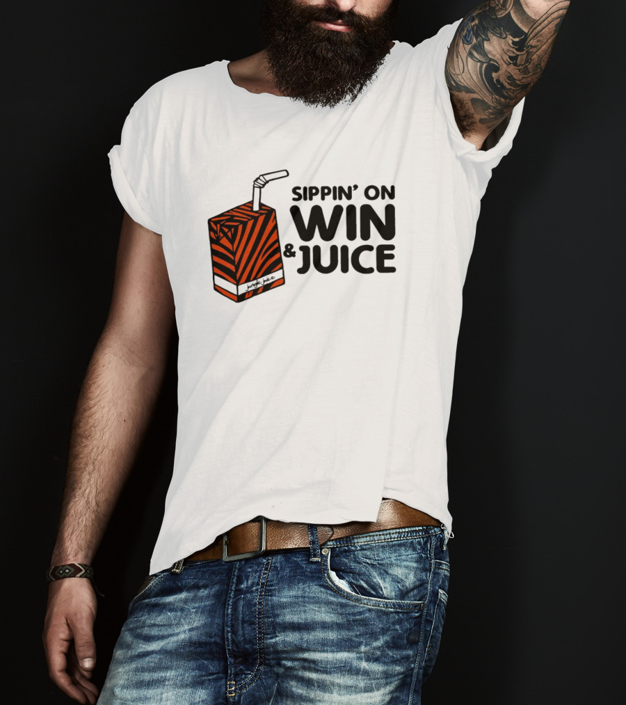 Cincinnati Bengals Sippin’ On Win And Juice With Tiger Stripes Box T-Shirt