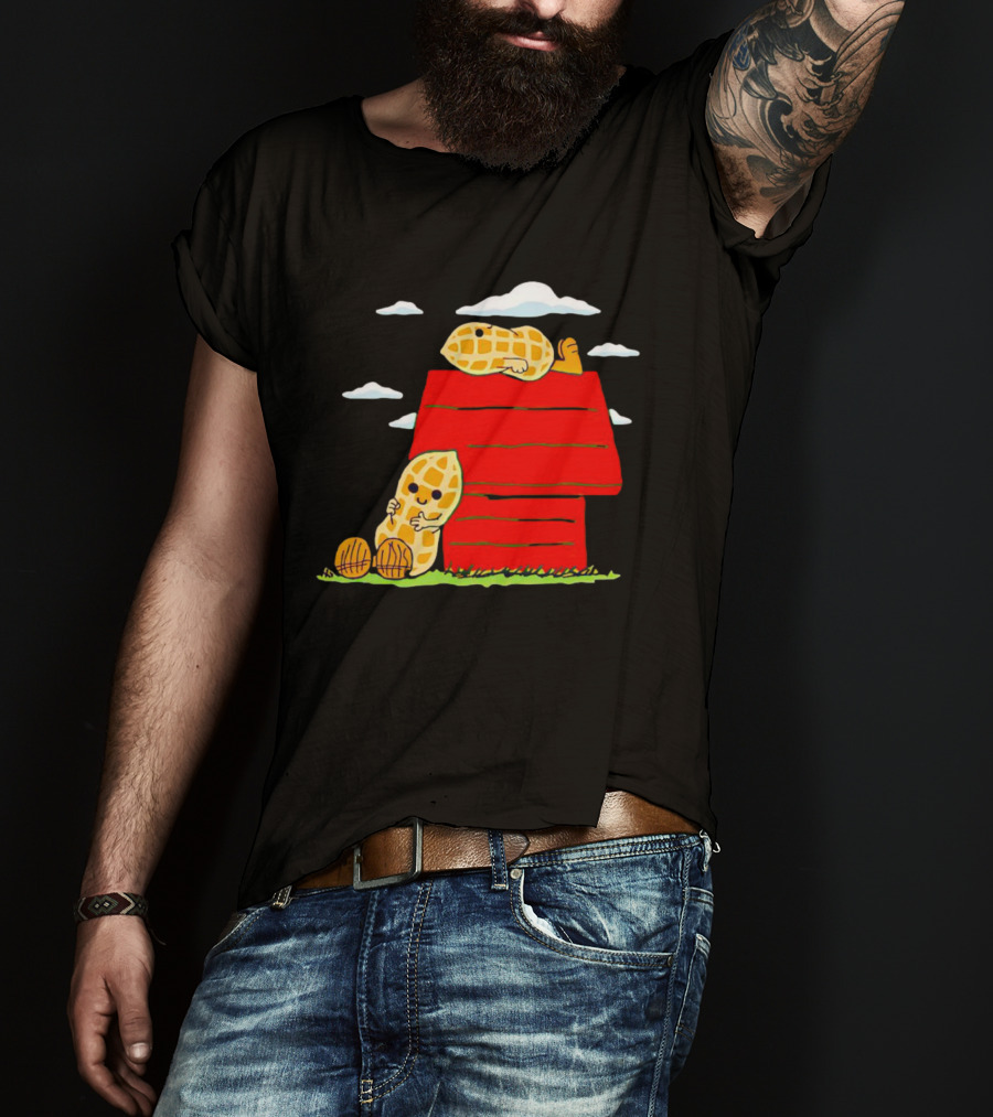 Peanuts Mashup Snoopy Red House Peanut Characters On Doghouse T-Shirt