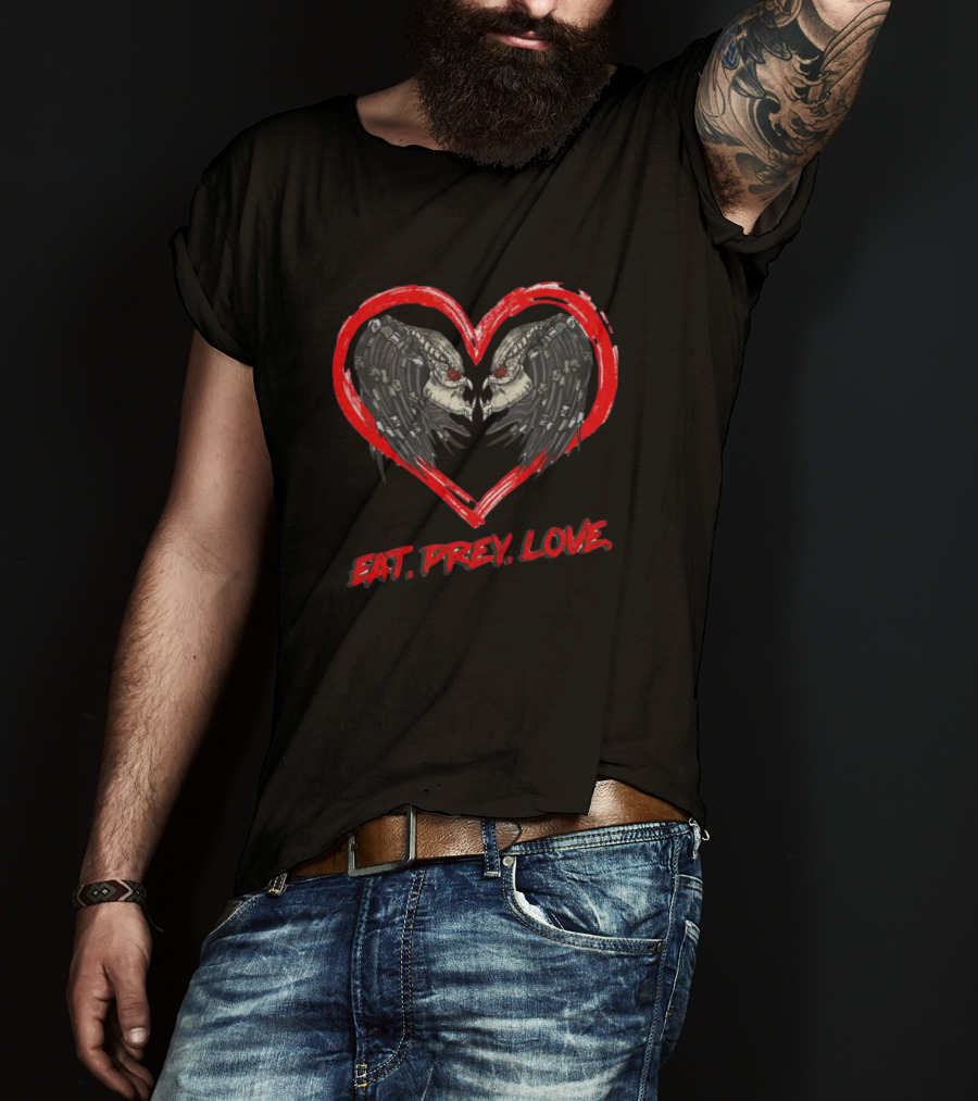Eat Prey Love Heart Predator Owl T-Shirt