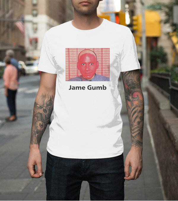 Shirt: Jame Gumb Red Face Image with Red Background Blinds T-Shirt Jame Gumb Red Face Image with Red Background Blinds T-Shirt