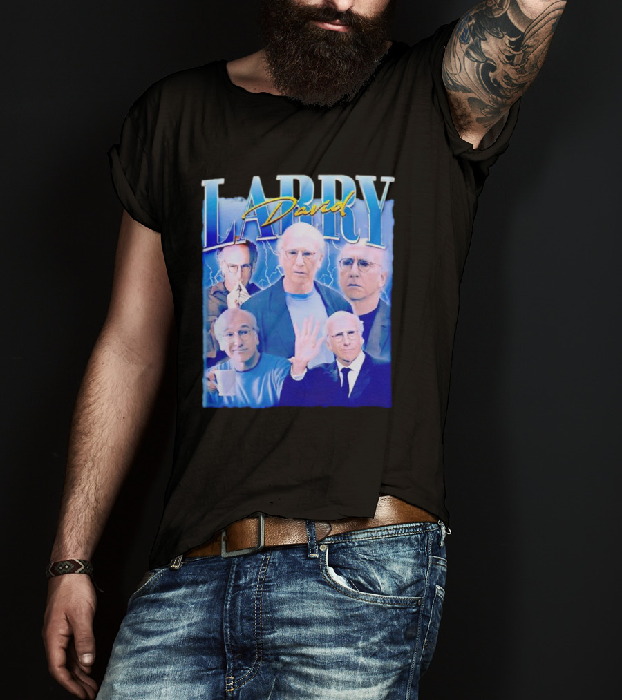 Larry David Collage Blue Lightning T-Shirt