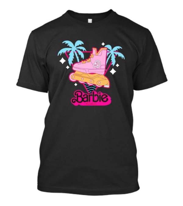 Barbie Rollerblade Movie Pink Skate And Palm Trees T-Shirt