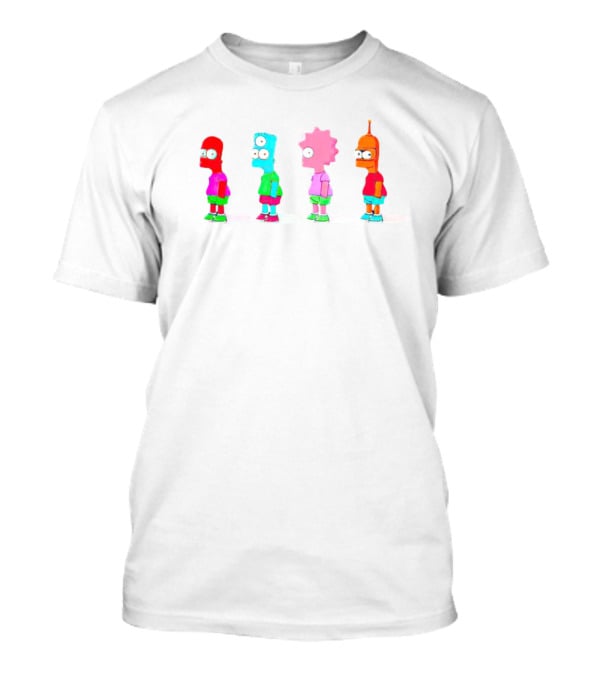 The Simpsons And Futurama Rainbow Characters T-Shirt