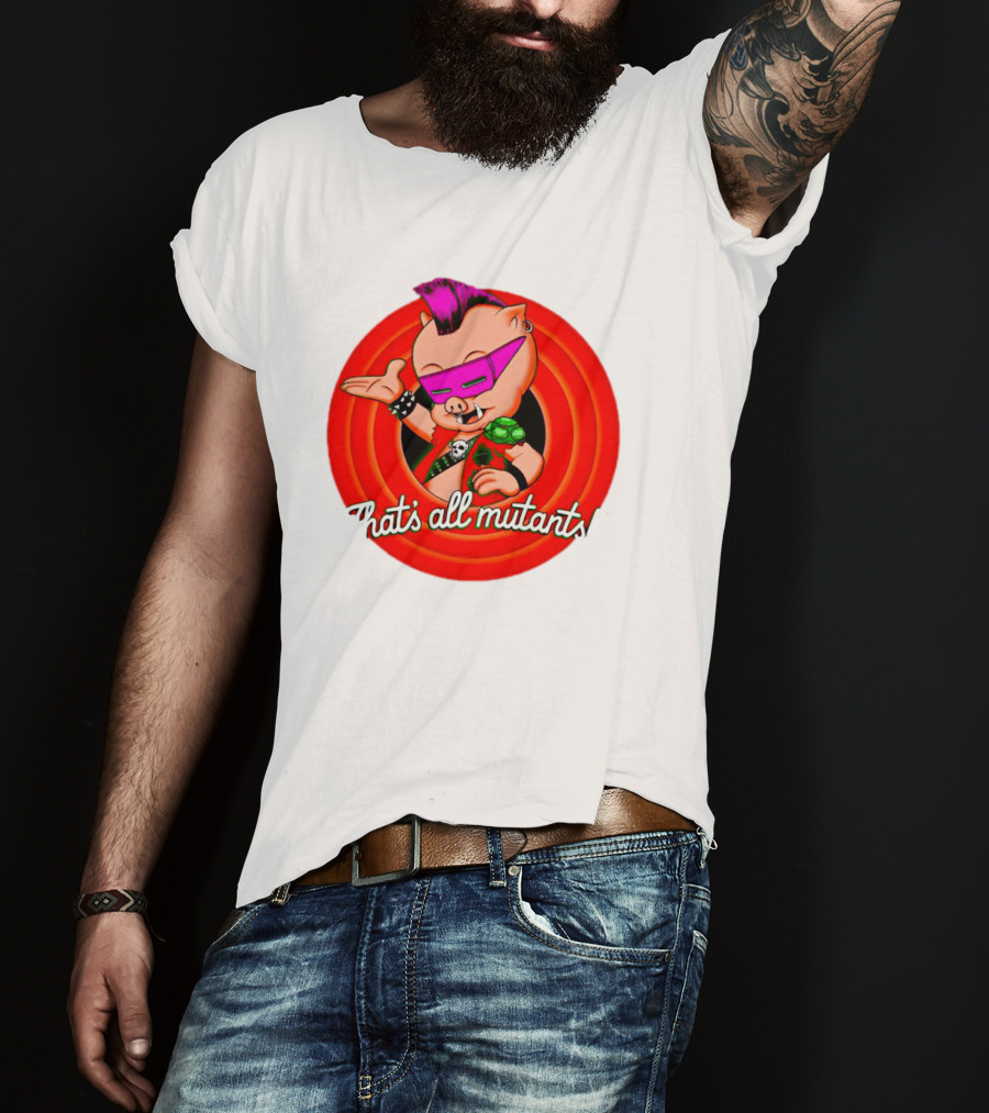 Bebop That's All Mutants Teenage Punk Pig Character In Red Circle T-Shirt