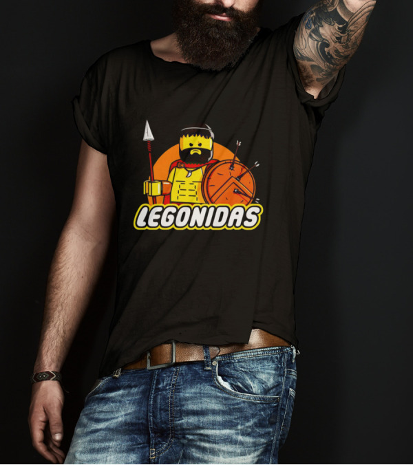 Lego Minifigure Legonidas Warrior Shield Spear T-Shirt