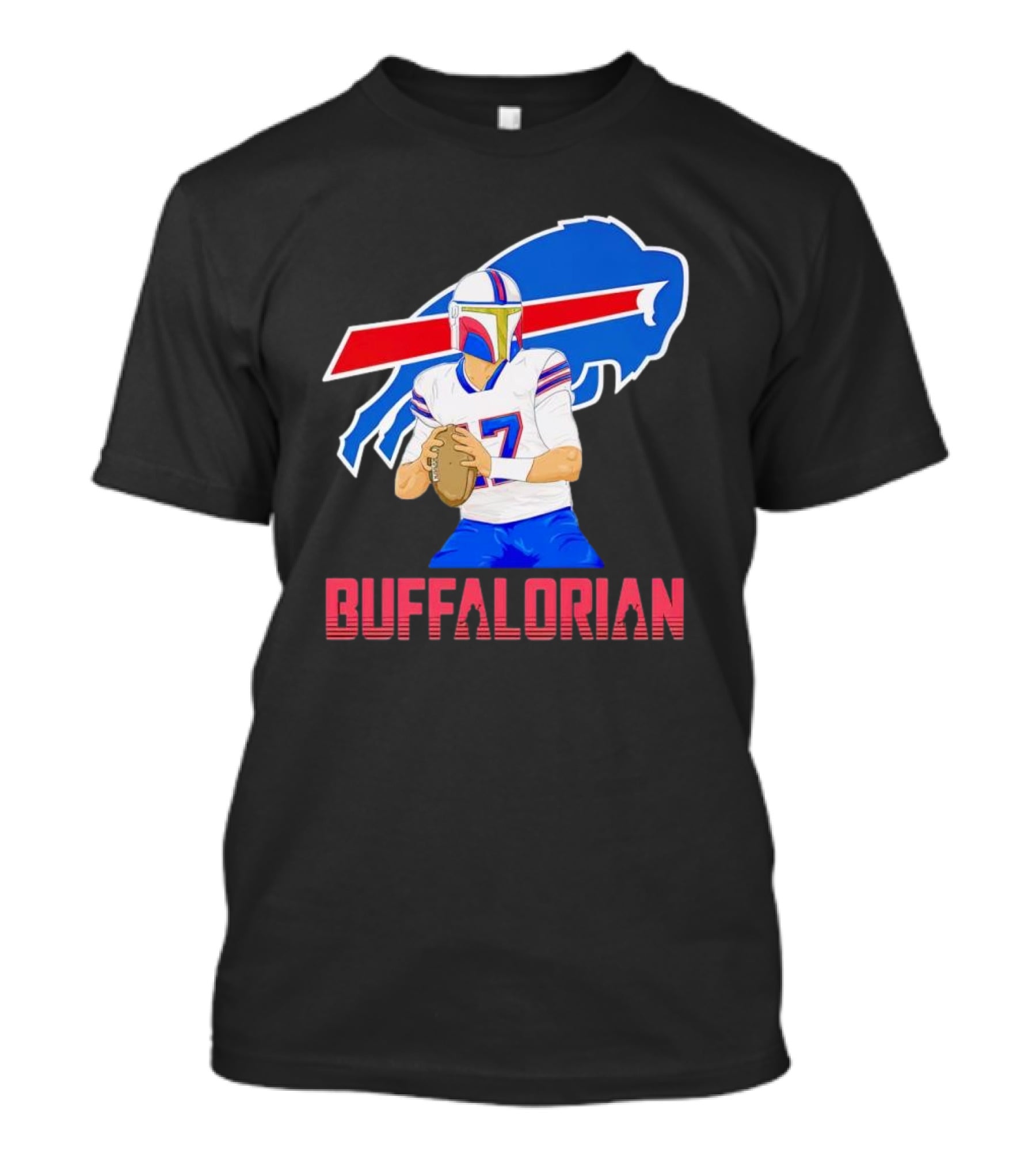 Buffalorian Josh Allen Buffalo Bills Mandalorian Helmet T-Shirt