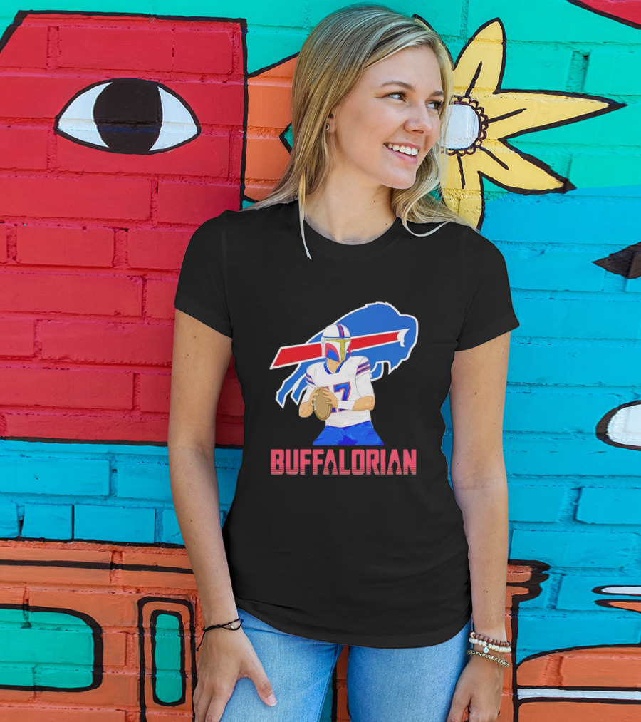 Buffalorian Josh Allen Buffalo Bills Mandalorian Helmet T-Shirt