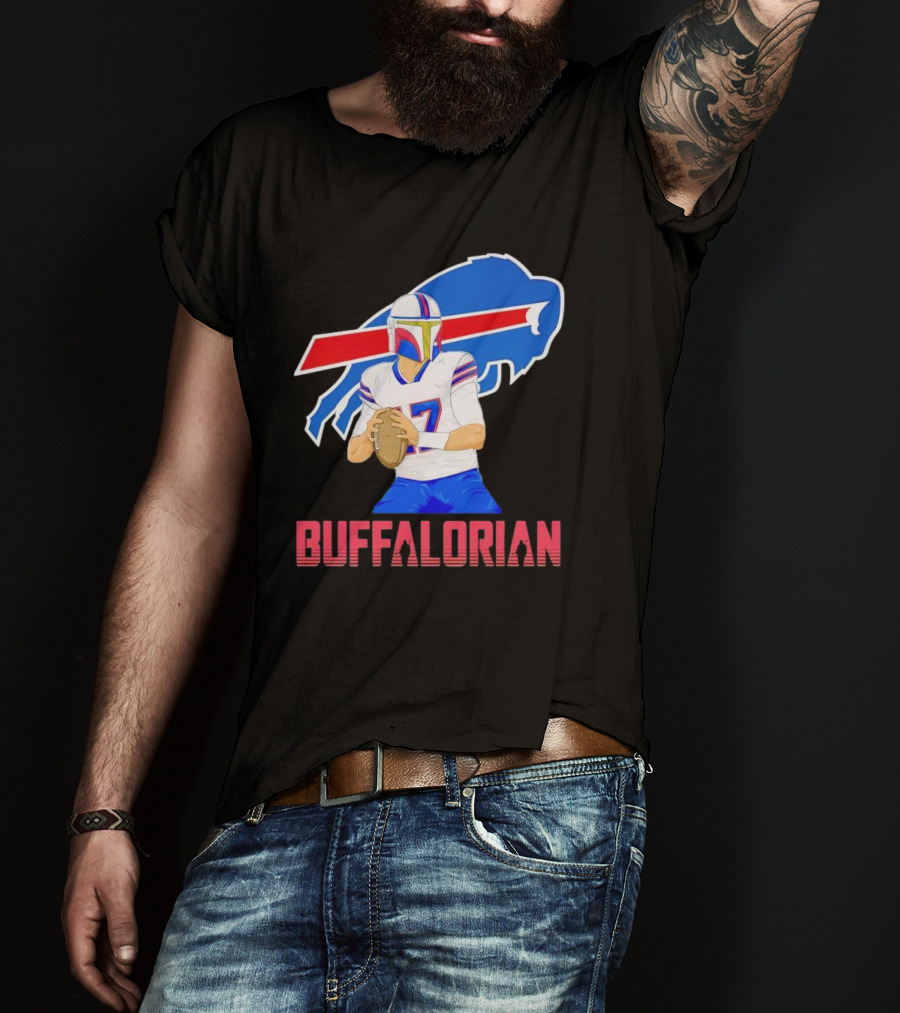 Buffalorian Josh Allen Buffalo Bills Mandalorian Helmet T-Shirt