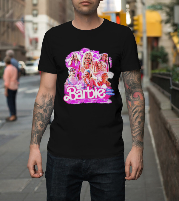 Shirt: Barbie Is Everywhere Pink Collage Compilation T-Shirt Barbie Is Everywhere Pink Collage Compilation T-Shirt