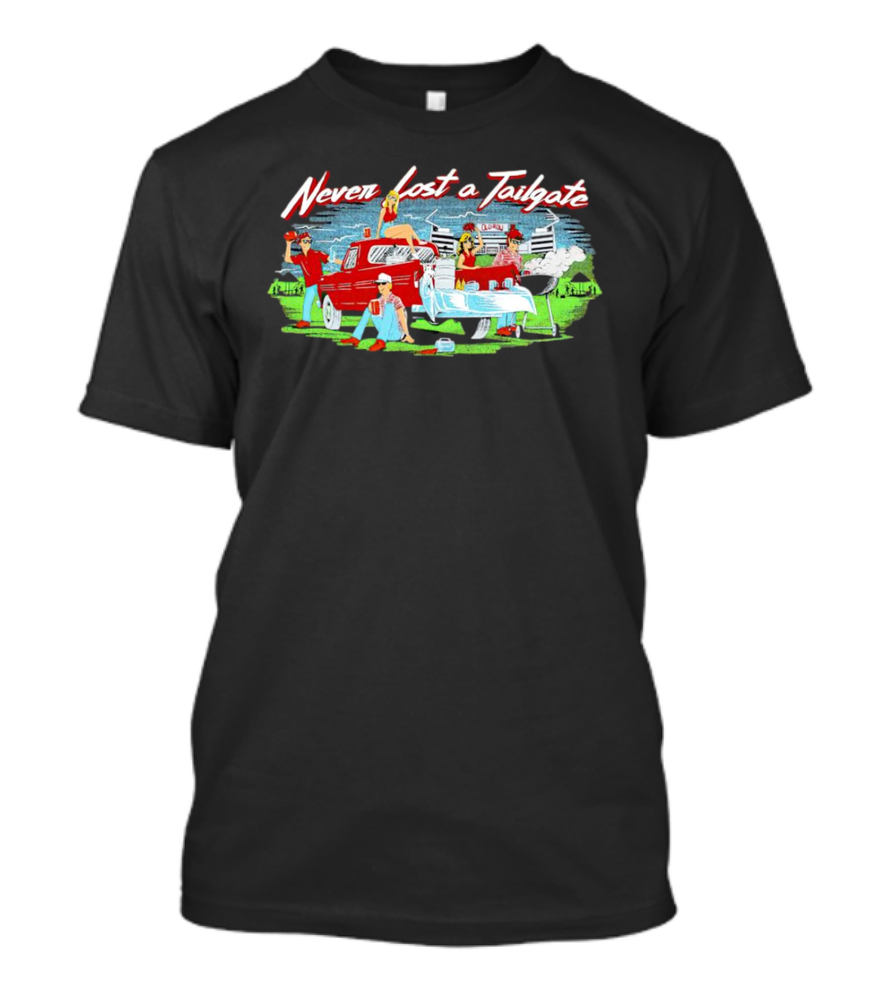 Never Lost A Tailgate Columbia Classic Truck And Party Scene T-Shirt