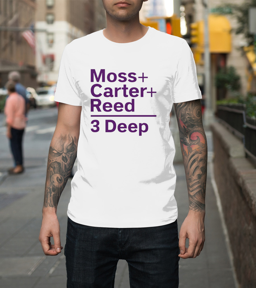 Moss Carter Reed 3 Deep Purple Text T-Shirt