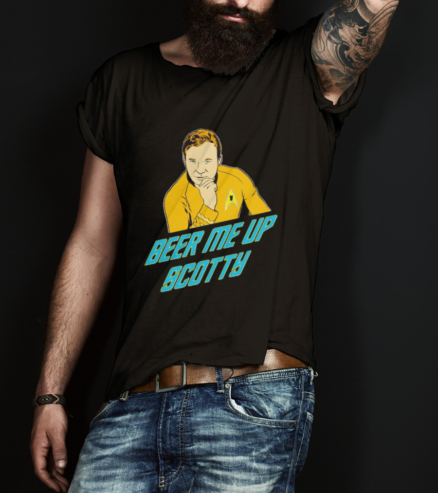 Beer Me Up Scotty Star Trek Captain Yellow Uniform T-Shirt