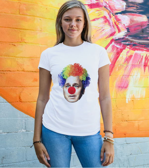 Rainbow Wig Red Nose Burdenburner Brian Clownman T-Shirt