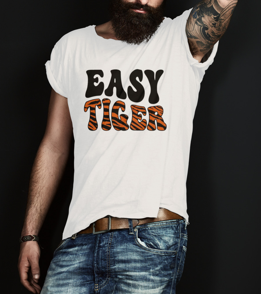 Cincinnati Bengals Easy Tiger Tiger-Striped Text T-Shirt
