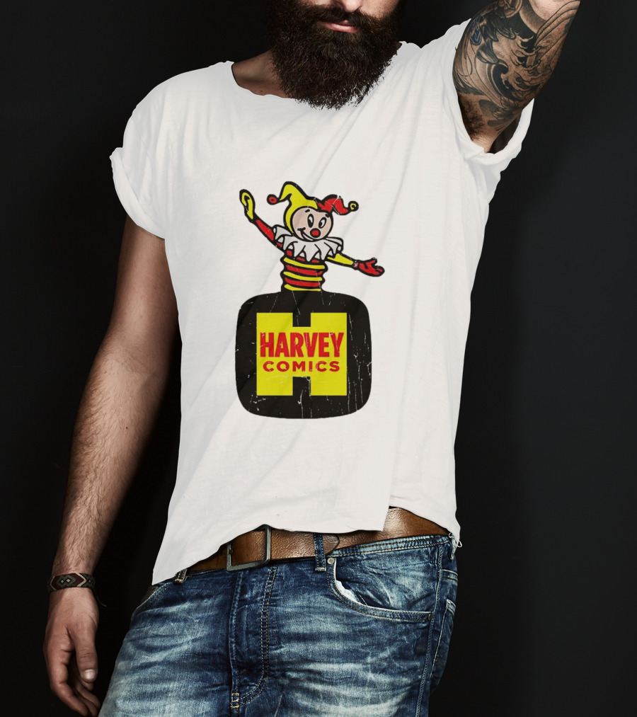 Harvey Comics Jester Logo With Classic Joker Colors T-Shirt