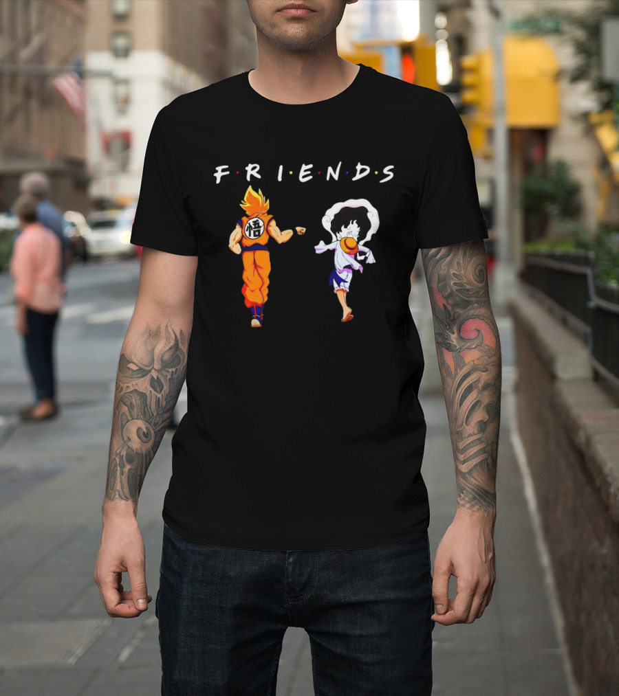 Son Goku And Luffy Friends Walking Together T-Shirt