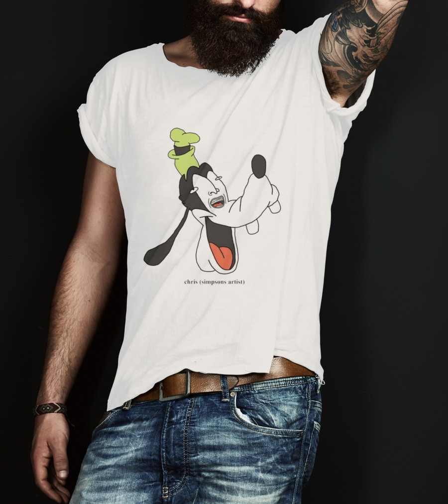 Goofy Chris Simpsons Artist Black T-Shirt