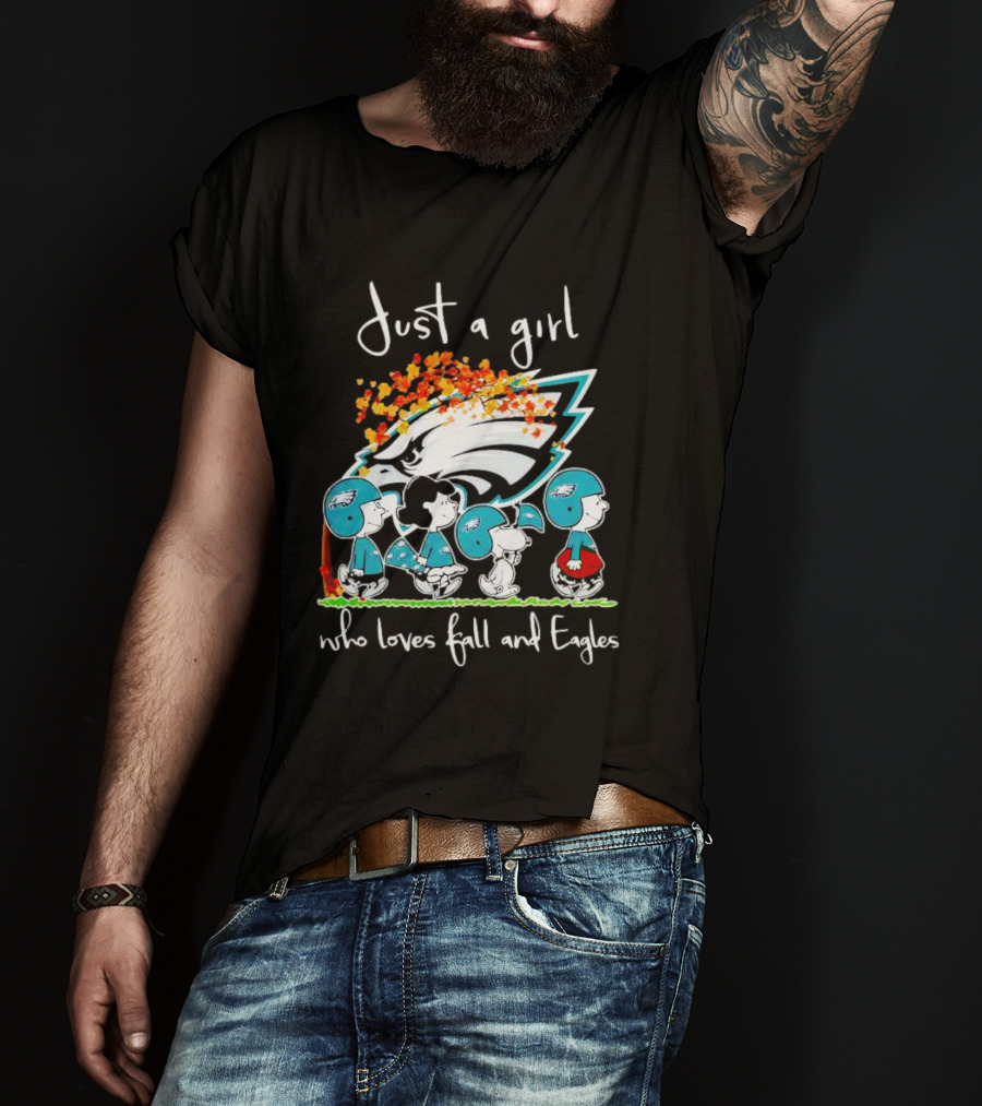 Peanuts Characters Just A Girl Who Loves Fall And Eagles T-Shirt