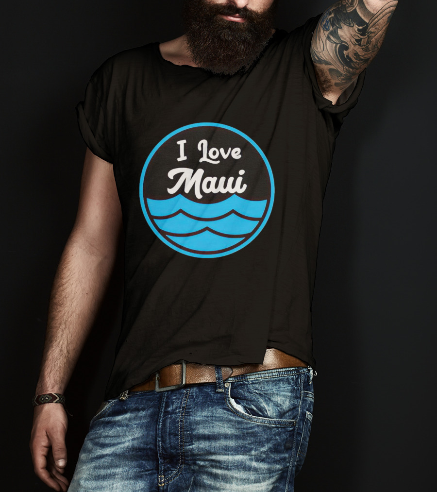 I Love Maui Waves Circular T-Shirt