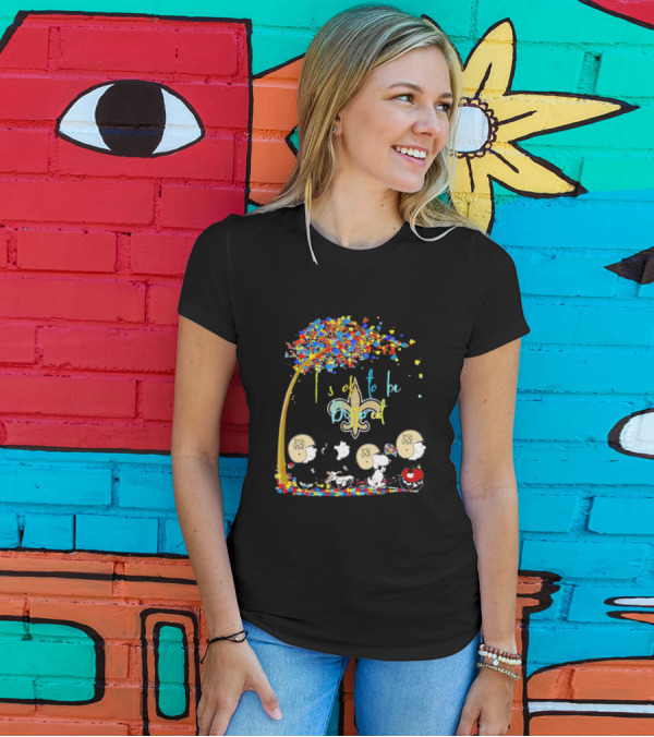 New Orleans Saints Peanuts Characters Autism Awareness It's Ok To Be Different T-Shirt