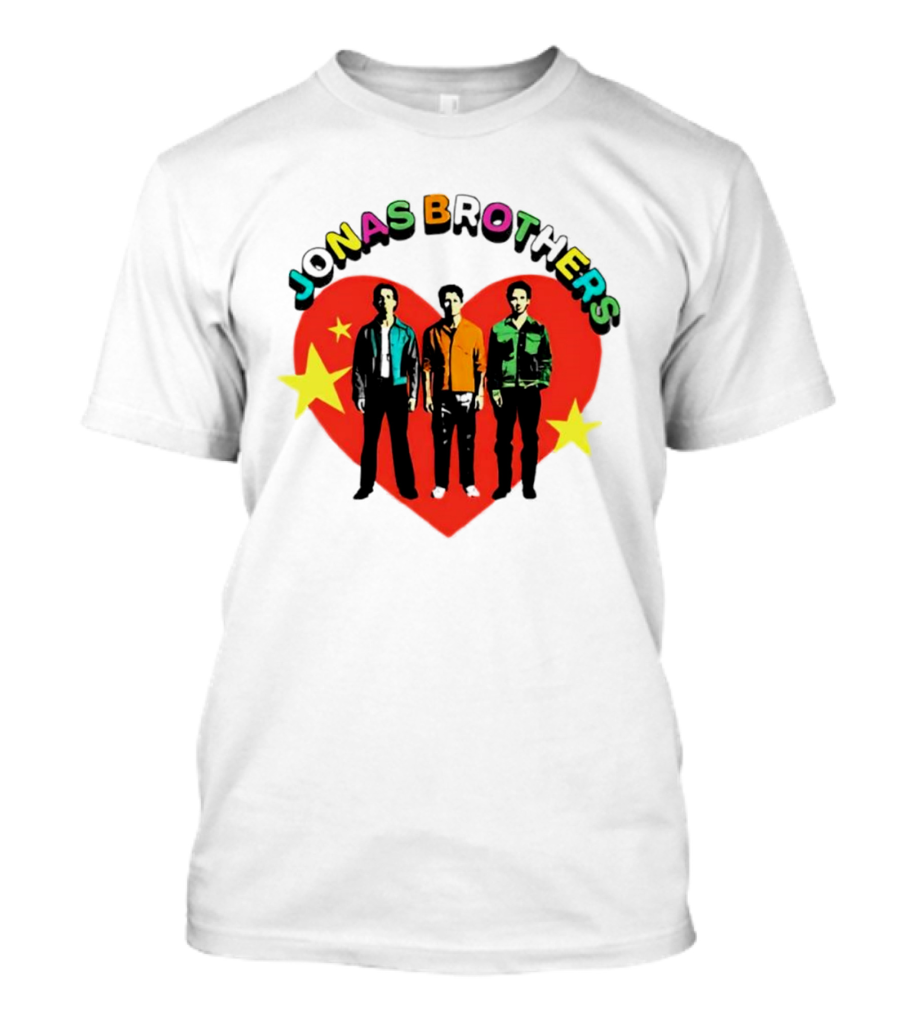 Jonas Brothers Heart Colorful Text With Stars And Figures T-Shirt