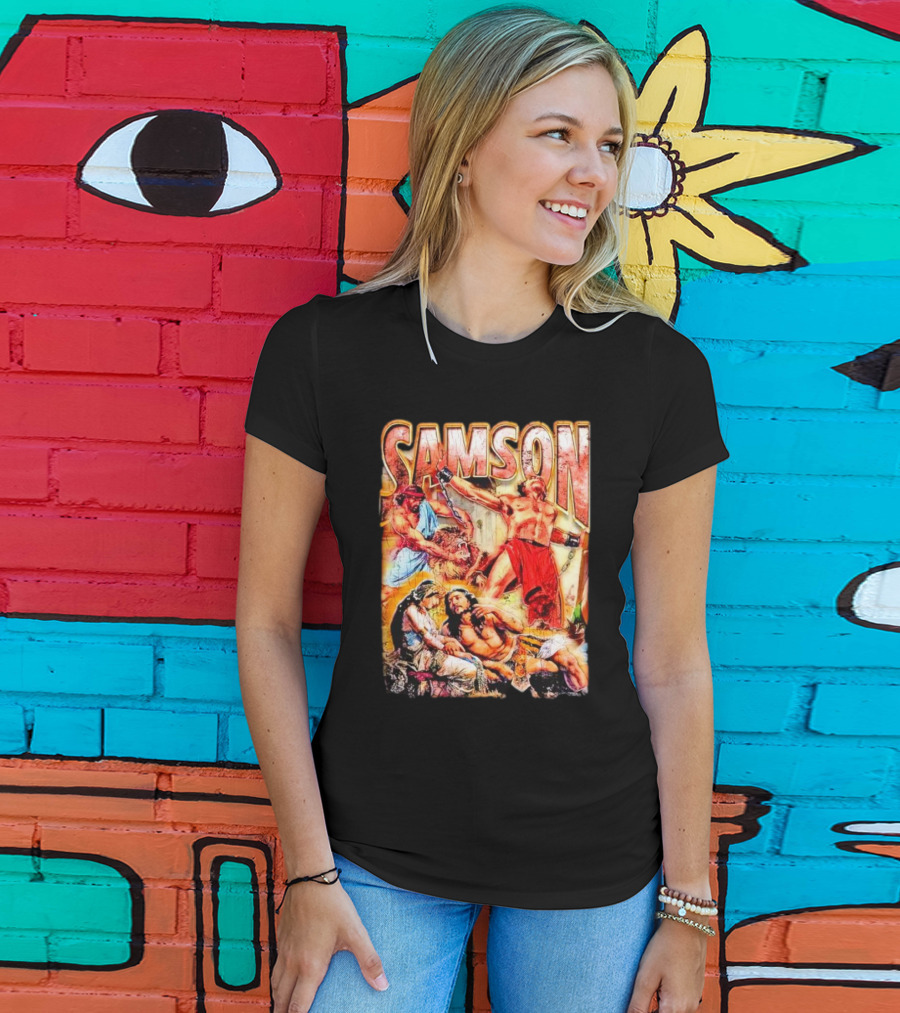 Samson Biblical Hero Epic Scene Vintage T-Shirt
