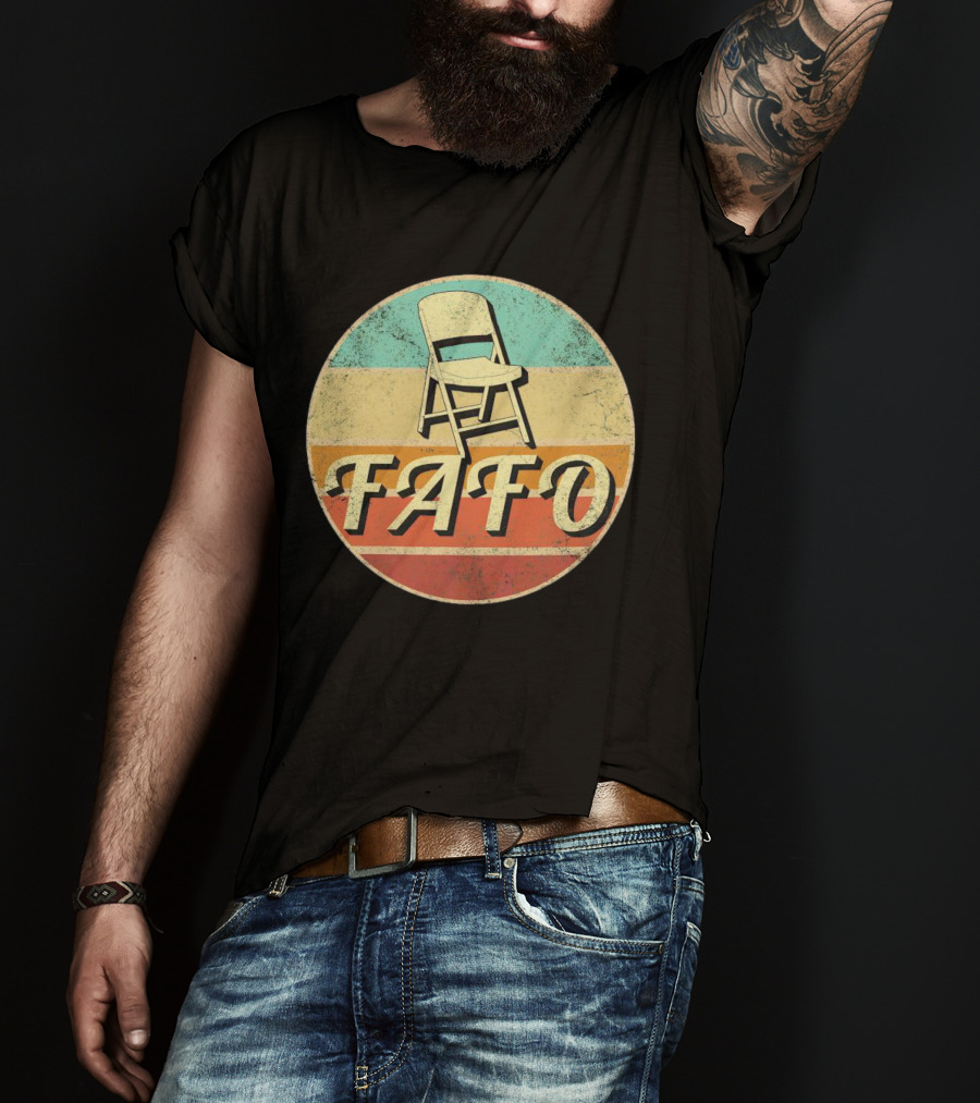 FAFO Folding Chair Retro Vintage Circle Stripe T-Shirt