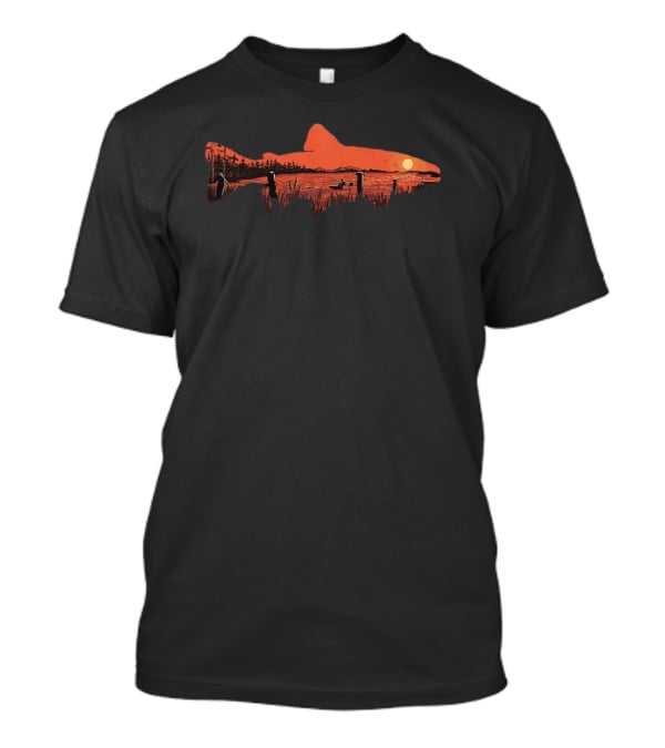 Sunset Trout Lake Silhouette Canoe Reflections T-Shirt