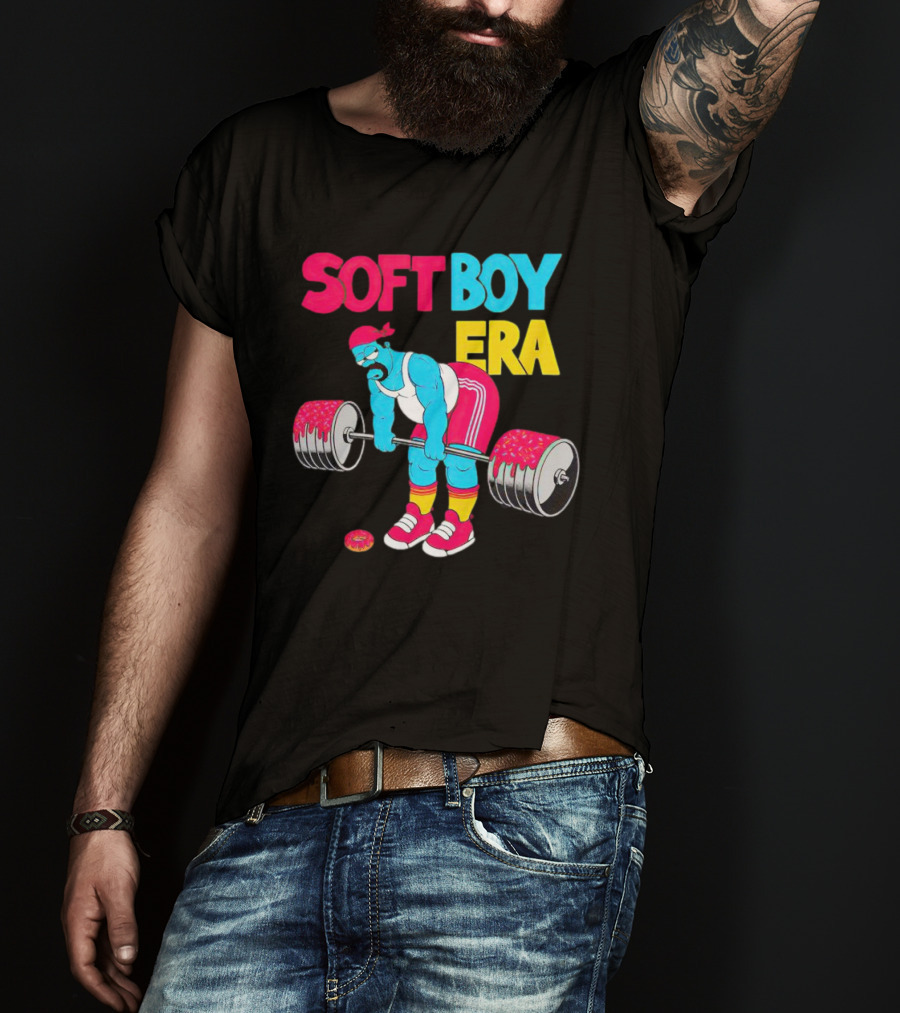 Soft Boy Era Donut Weightlifting Cartoon T-Shirt