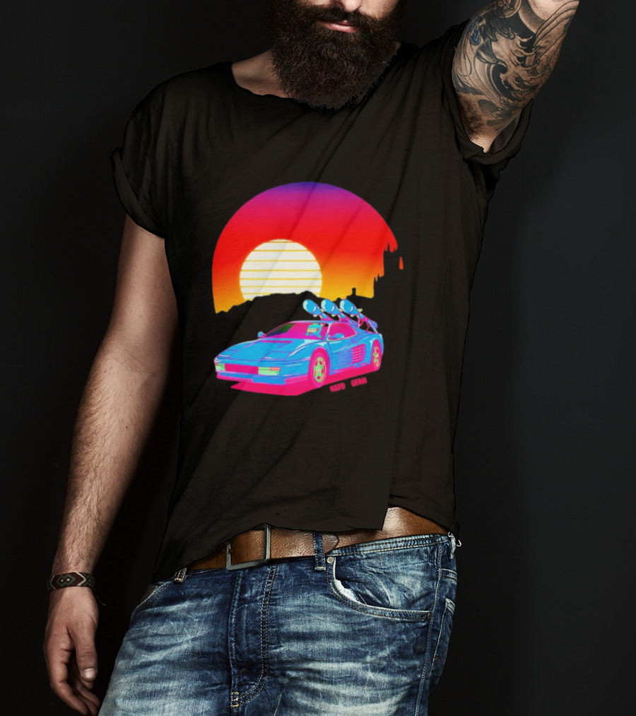 NAFO Crimea Sunset Neon Retro Car At Vibrant Skyline T-Shirt