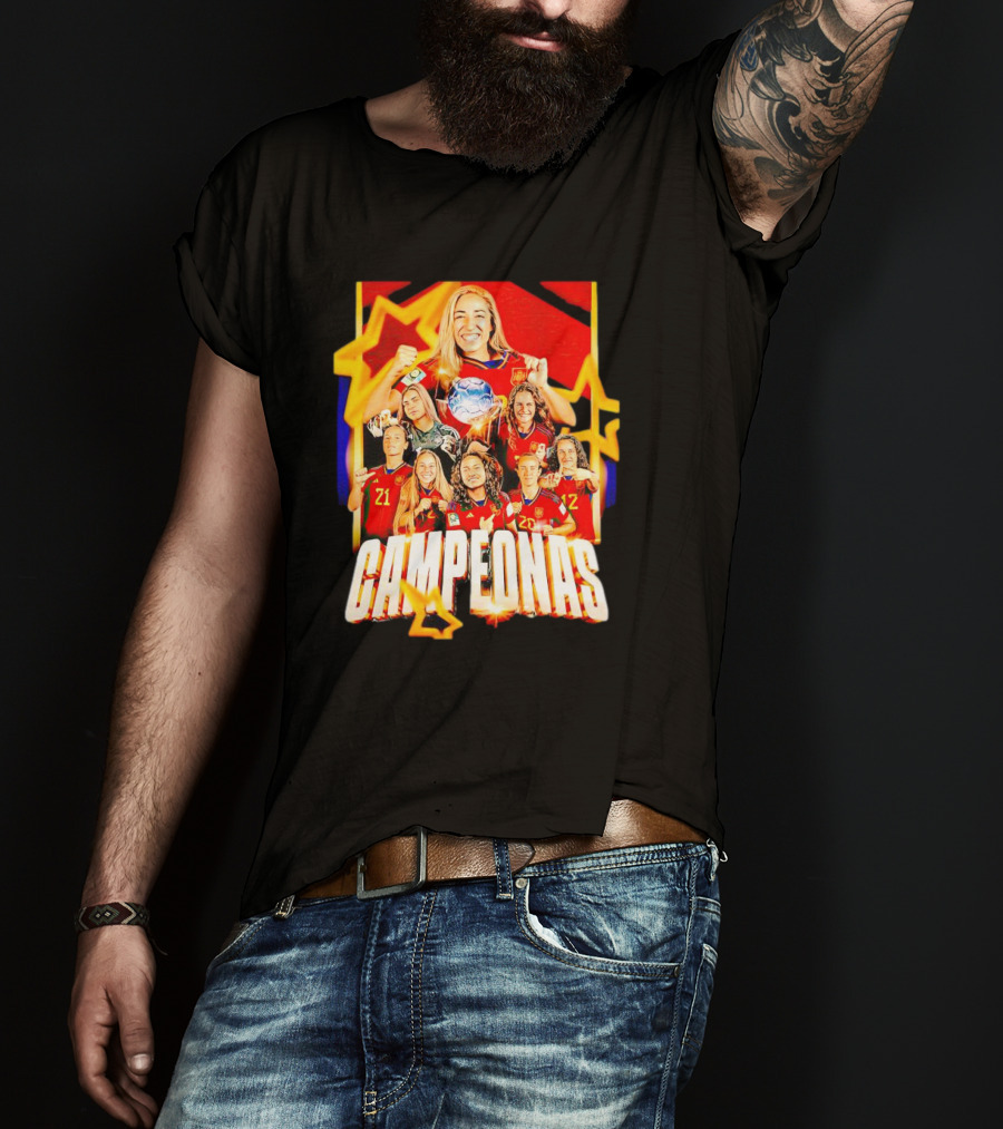 Real Madrid C.F. Campeonas Del Mundo Celebrating Victory With Stars And Smiling Athletes T-Shirt