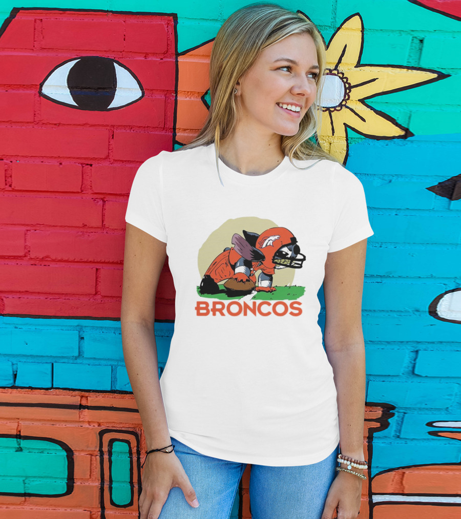Angry Stitch NFL Football Broncos Helmet Rugged Player T-Shirt
