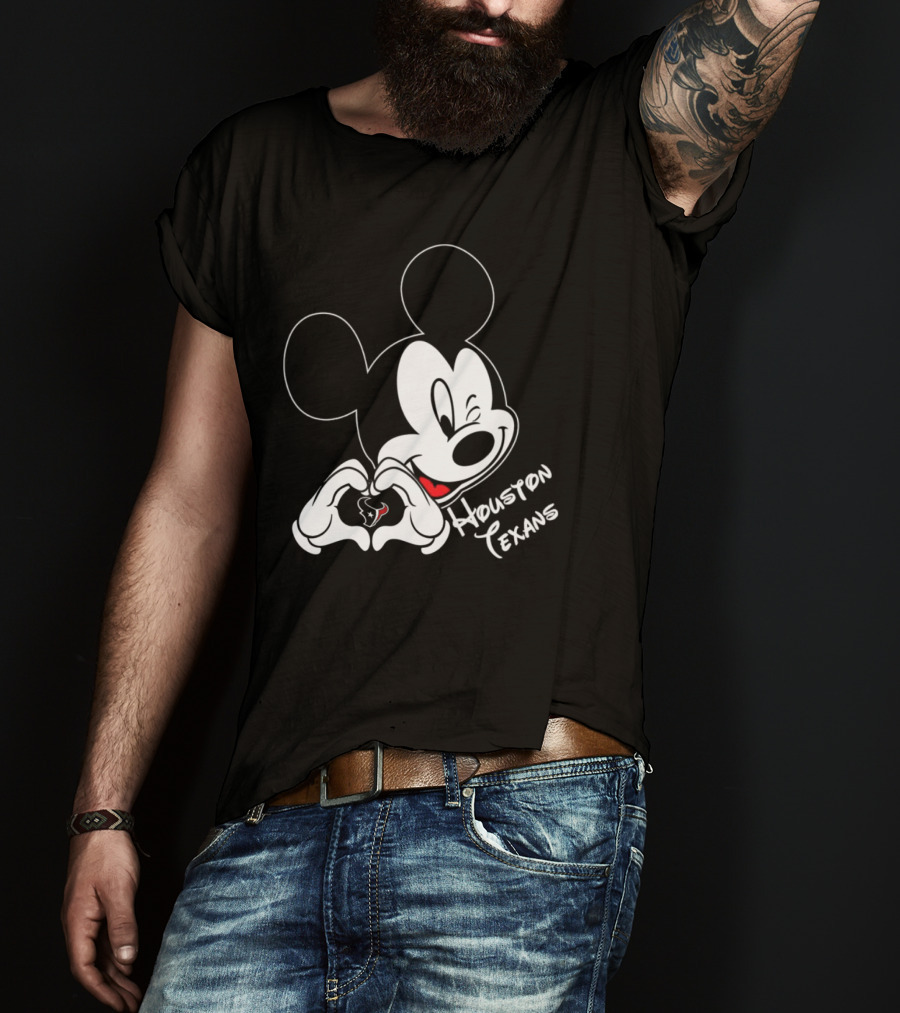 Mickey Mouse Heart Houston Texans T-Shirt