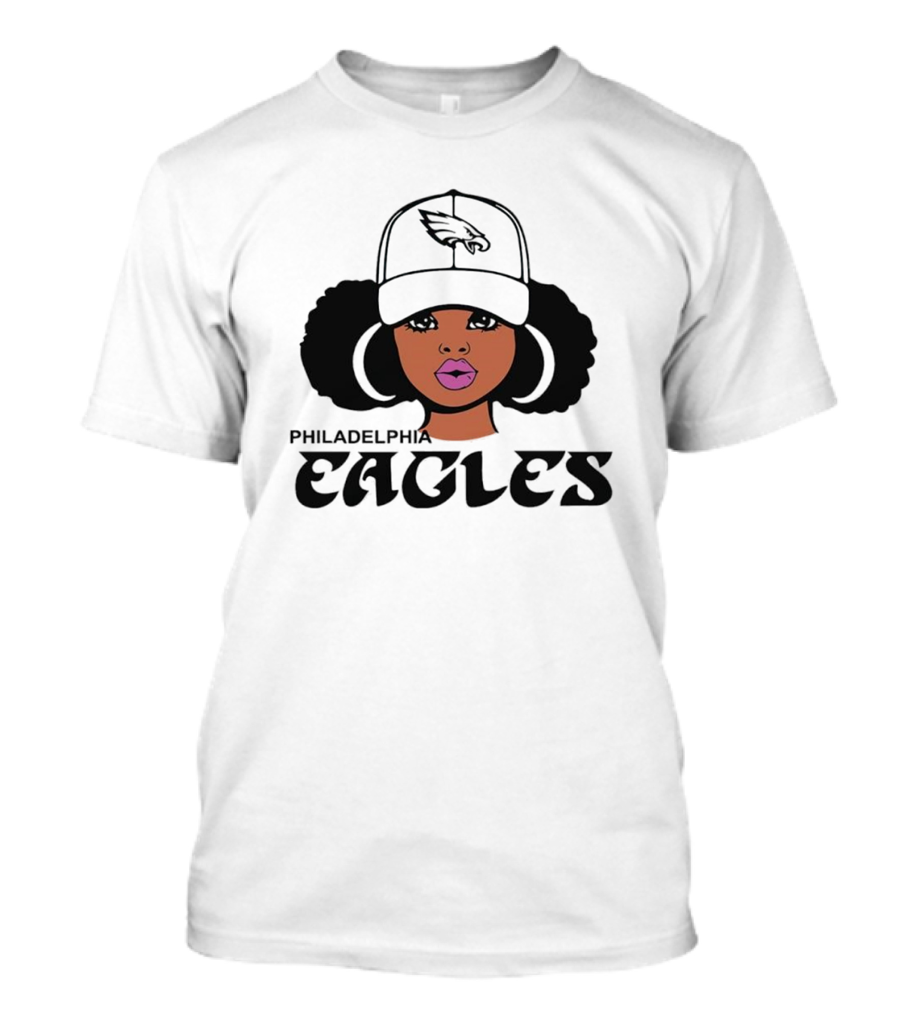 Philadelphia Eagles Girl Afro Style Icon With Cap T-Shirt