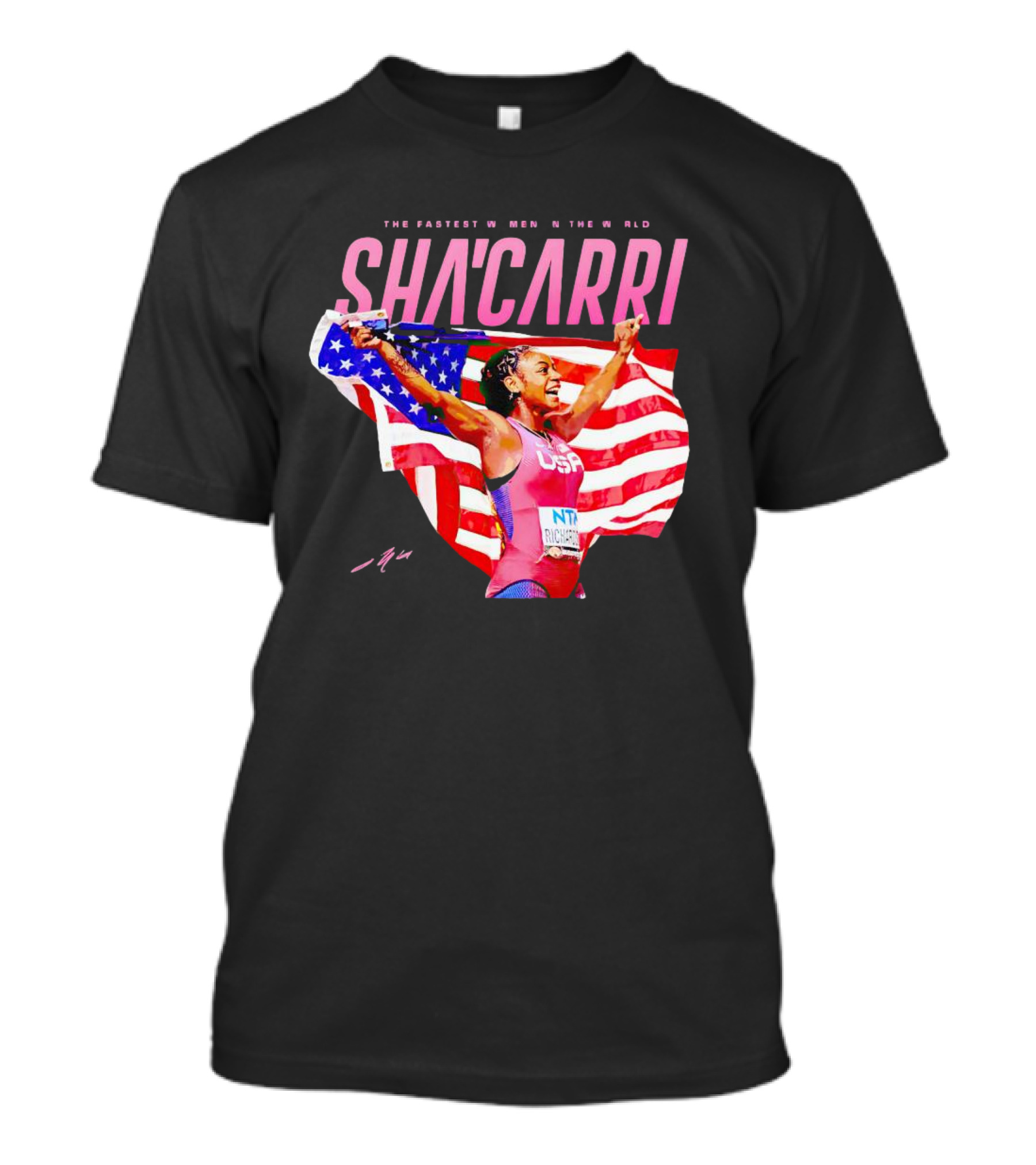 SHA'CARRI The Fastest Women In The World USA Flag T-Shirt
