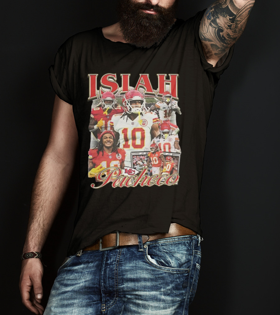 Isiah Pacheco 90s Kansas City Chiefs Football Collage T-Shirt