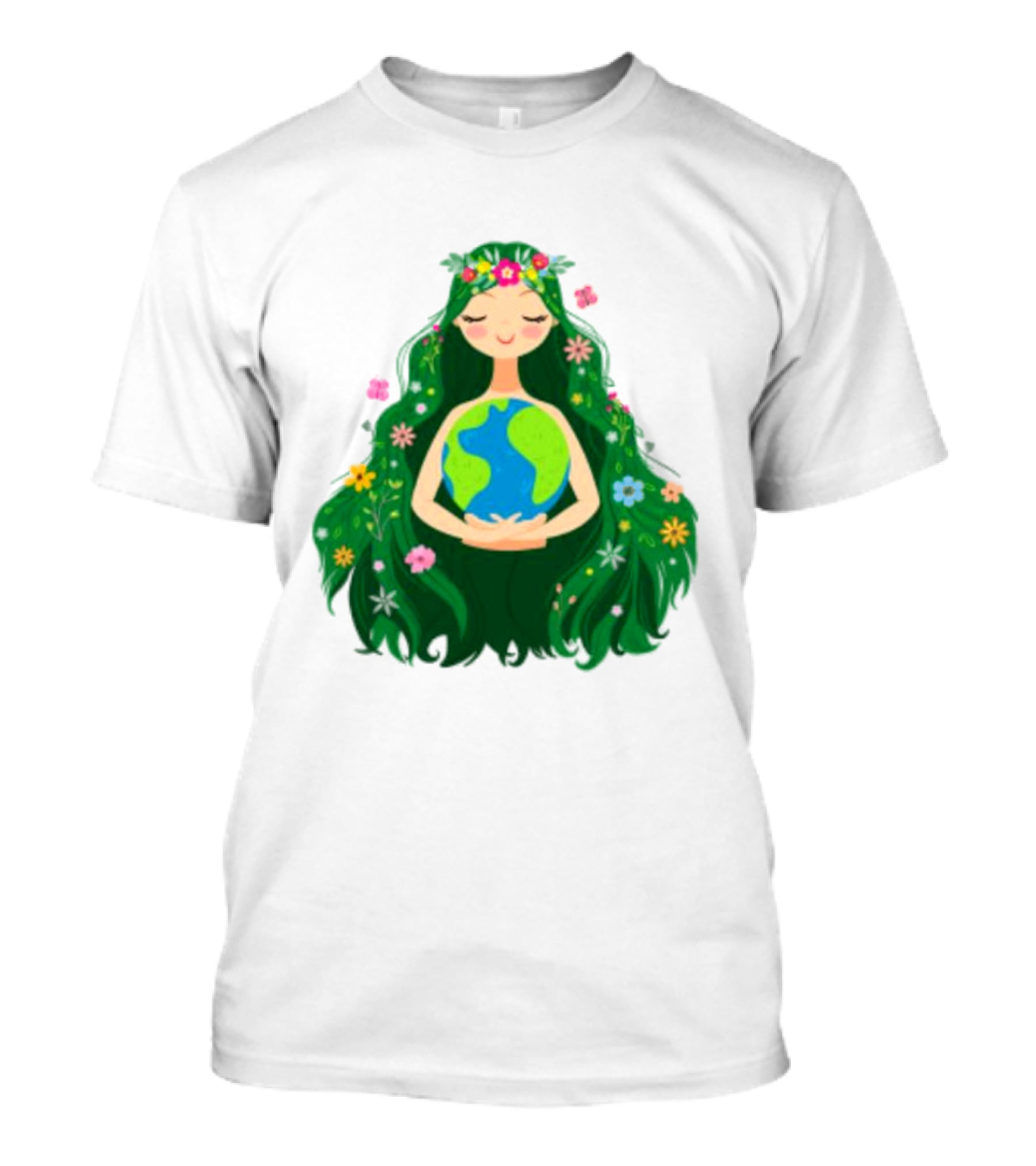 Beautiful Flowing Flower Earth Care Mother Nature Figure T-Shirt