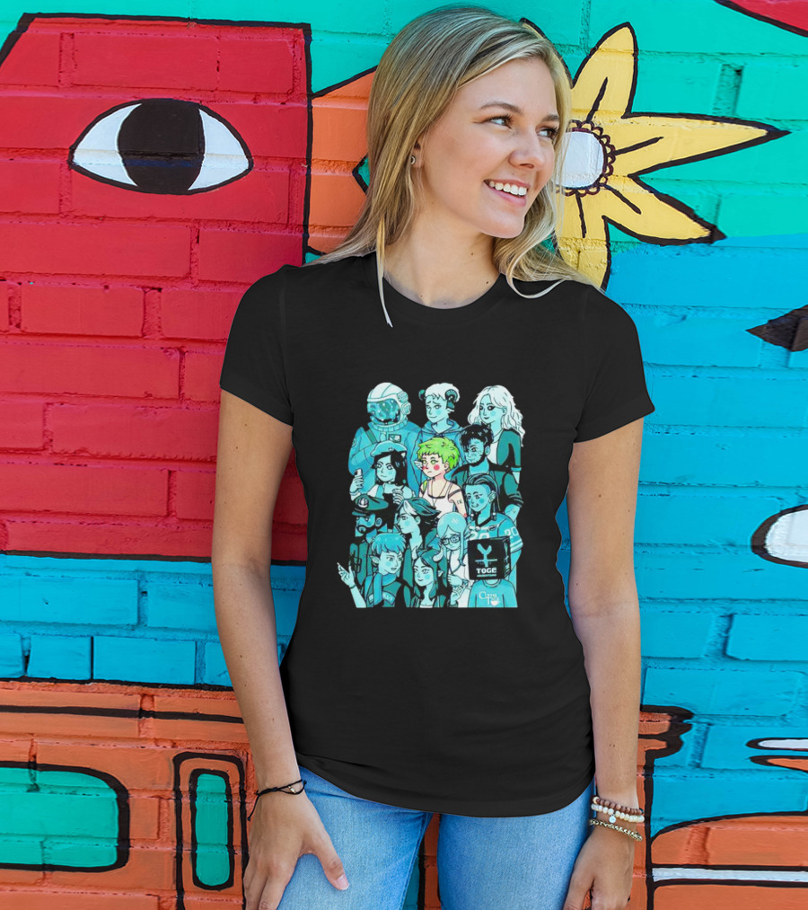 Freya And Friends Colorful Illustration With Togek And Clouy Text T-Shirt