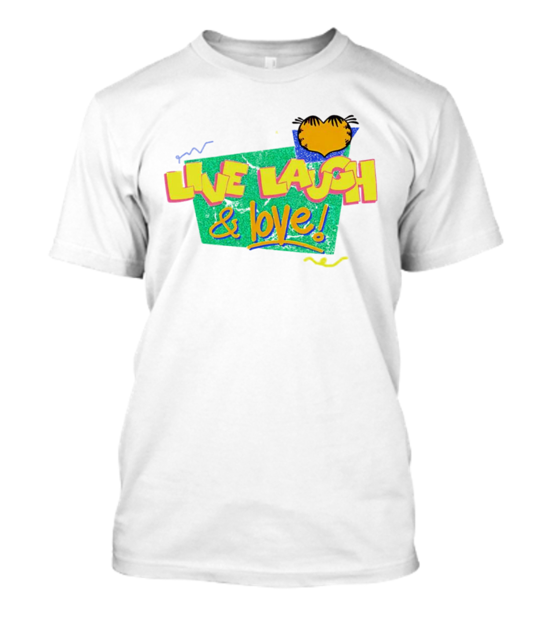 LIVE LAUGH And LOVE Garfield Cartoon Style Retro Typography T-Shirt