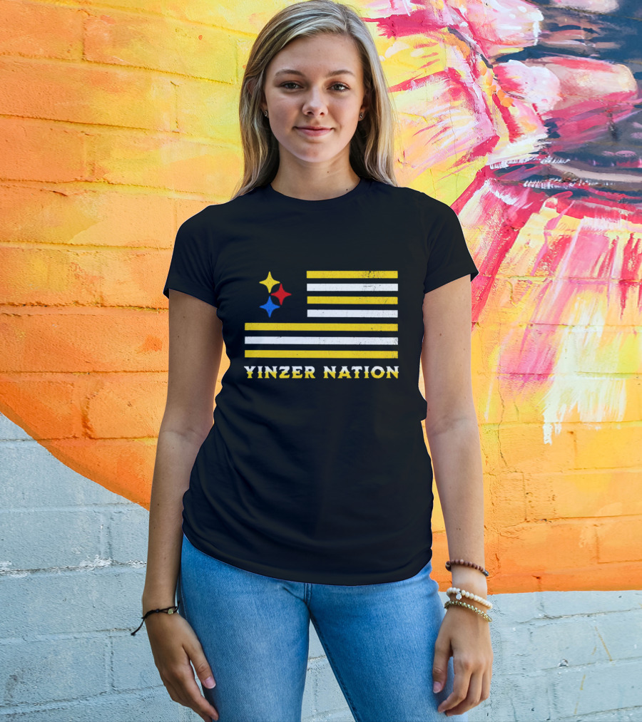 Yinzer Nation Steelers Flag T-Shirt