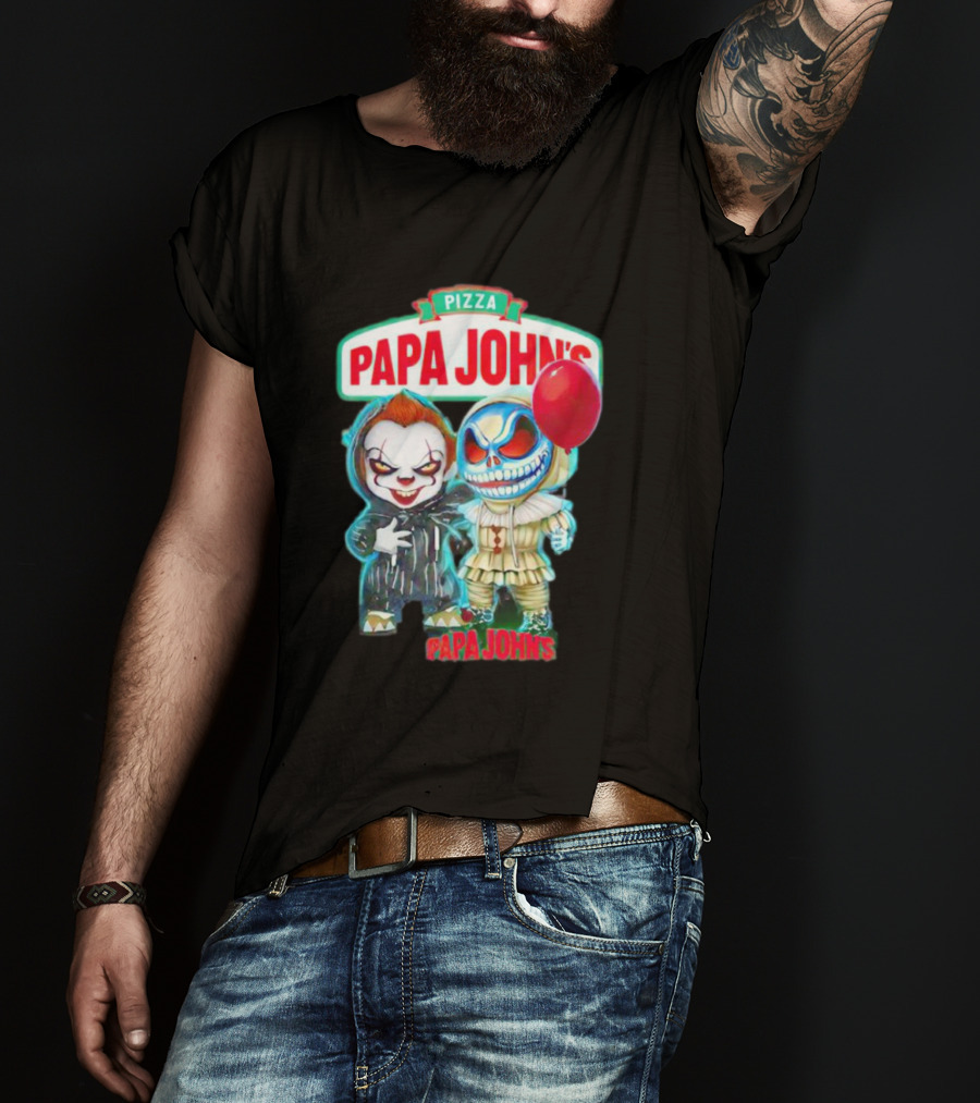 Papa John’s Pennywise Jack Skellington Halloween Pizza Balloon T-Shirt
